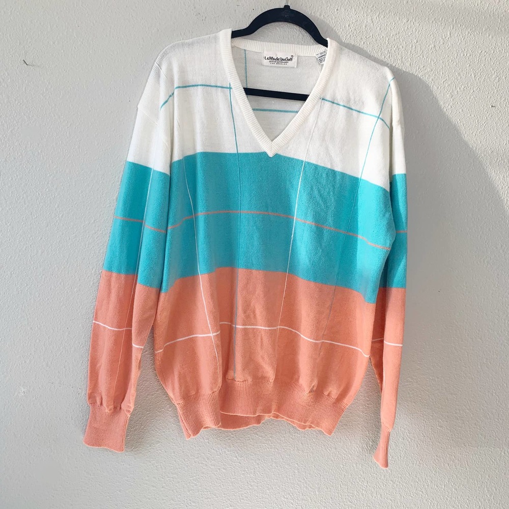 La Mode Du Golf Vintage V-Neck Pullover Sweater XL - Picture 6 of 6